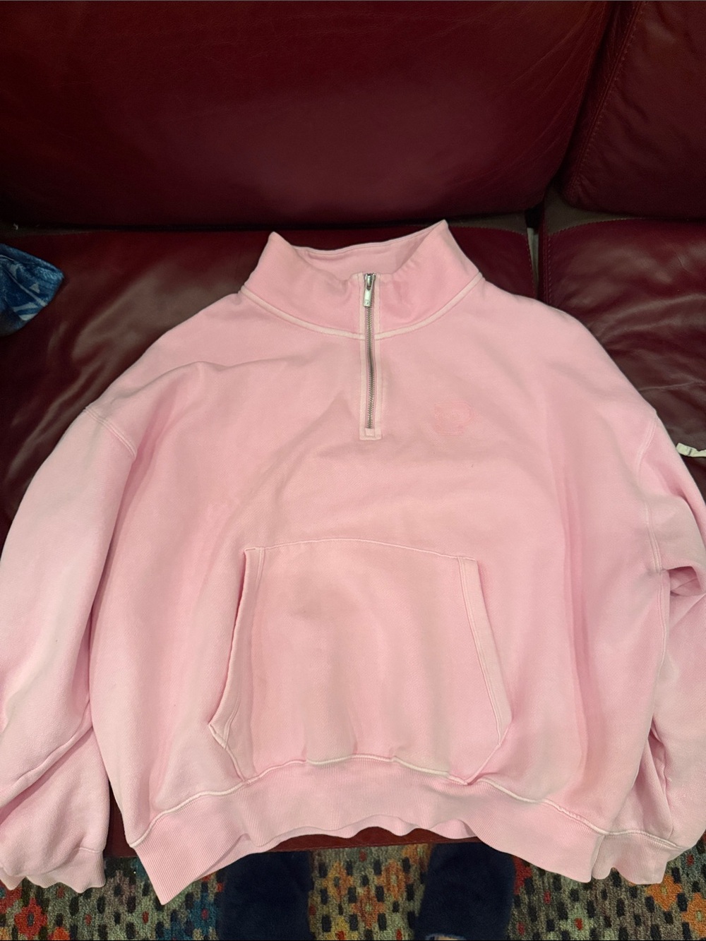 PINK Victoria's Secret Baby Pink Quarter-Zip Pullover